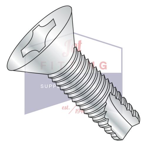 8-32X5/8 Phillips Flat Thread Cutting Screw Type 23 Fully Threaded Zinc And Bake