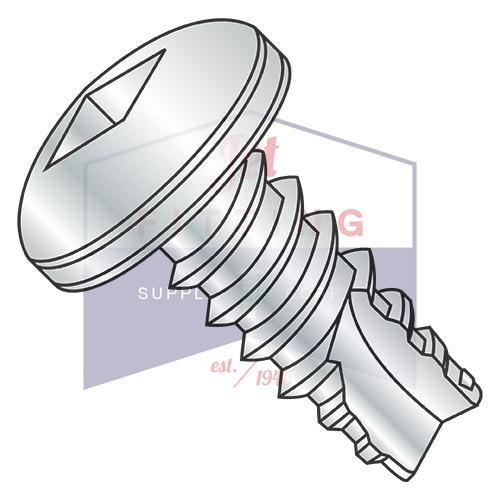 2-32X1/4 Square Drive Pan Thread Cutting Screw Type 25 Fully Threaded Zinc And Bake