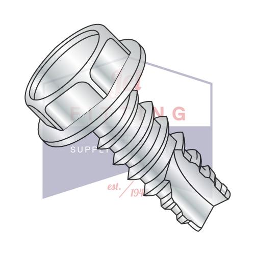 8-18X3/8 Unslotted Indented Hex Washer Thread Cutting Screw Type 25 Fully Threaded Zinc A