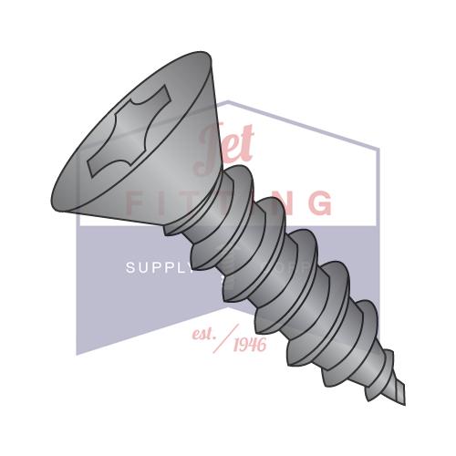 10-16X1 1/4 Phillips Flat Self Tapping Screw Type AB Fully Threaded Black Oxide