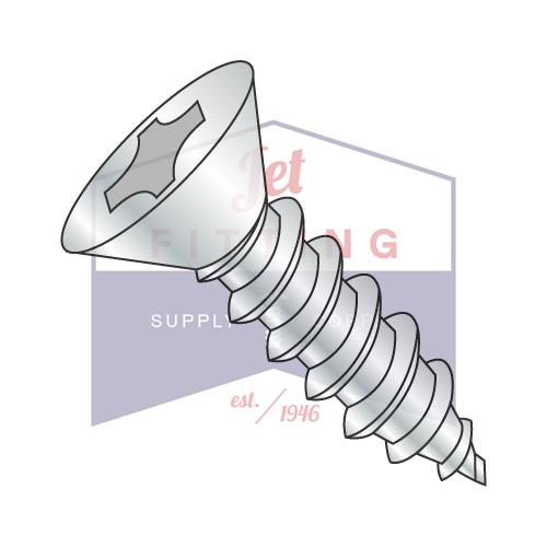 1/4-14X3/4 Phillips Flat Self Tapping Screw Type AB Fully Threaded Zinc And Bake