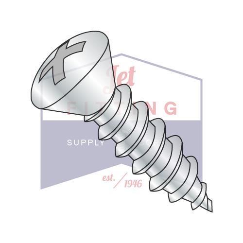 1/4-14X3/4 Phillips Oval Self Tapping Screw Type AB Fully Threaded Zinc And Bake