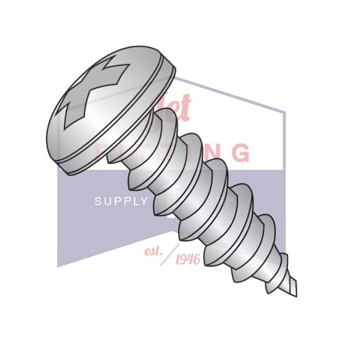 1/4-14X3/4 Phillips Pan Self Tapping Screw Type AB Fully Threaded 18-8 Stainless Steel