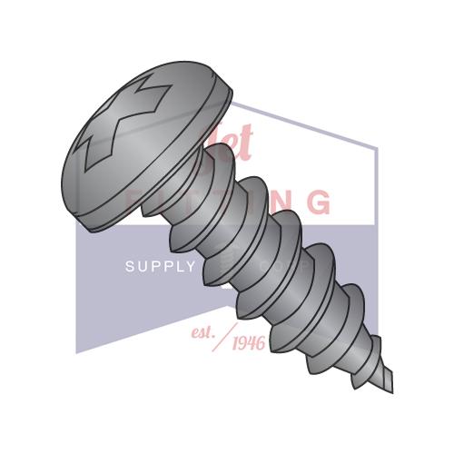 Tornillo autorroscante Phillips tipo AB de 4-24 x 5/16 con rosca completa y acabado en óxido negro