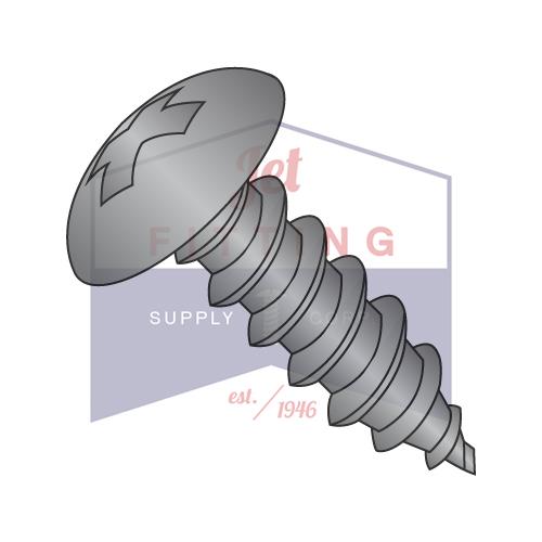 Tornillo autorroscante de cabeza Phillips de contorno completo de 8-18 x 1/4, tipo AB, rosca completa, óxido negro