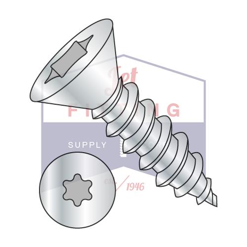 Tornillo autorroscante plano de 6 lóbulos, tipo AB, rosca completa, galvanizado y horneado, 1/4-14 x 3/4