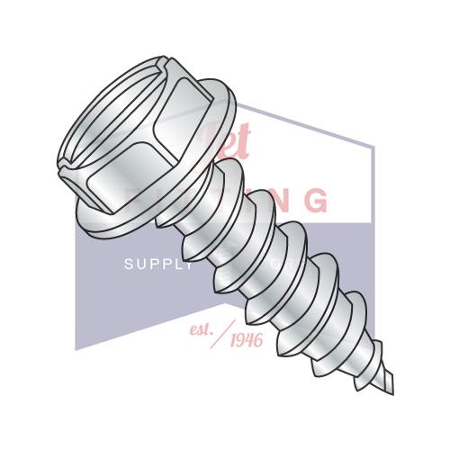 10-12X1 3/4 Slotted Indented Hex Washer Self Tapping Screw Type A Fully Threaded Zinc Bake