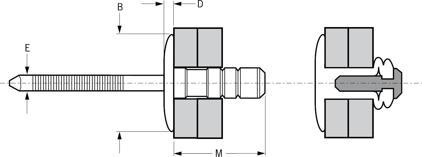 3/16 x Grip .060-.354 Stavex Multigrip Rivet Large Flange Steel-Steel / Zinc-Zinc