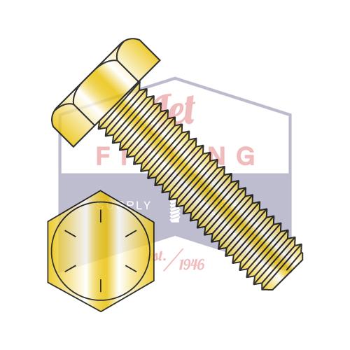 1/4-20X1 3/4  Hex Tap Bolt Steel Grade 8 Fully Threaded Zinc Yellow