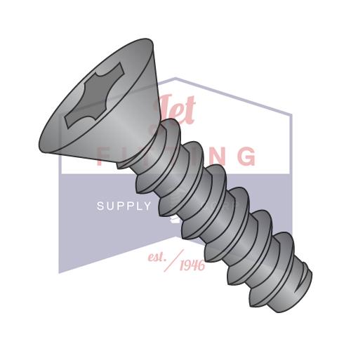 4-24X3/8 Phillips Flat Self Tapping Screw Type B Fully Threaded Black Oxide