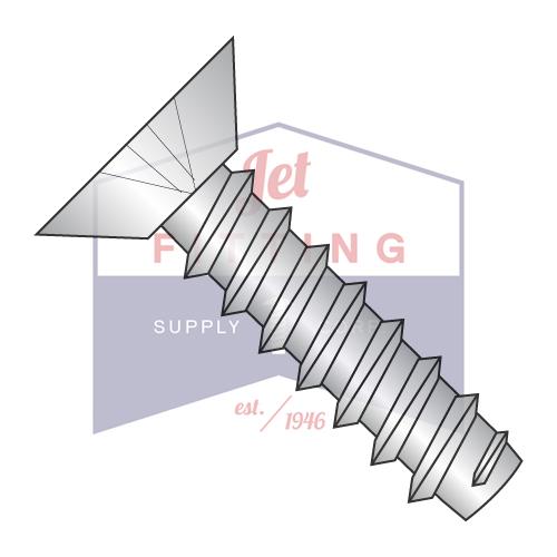 Tornillo autorroscante Phillips de corte plano y rosca completa tipo B de 4-24 x 3/16 en acero inoxidable 410