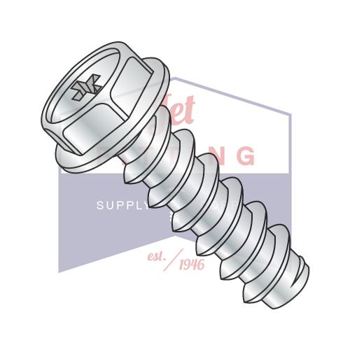 Tornillo autorroscante con arandela hexagonal dentada Phillips de 8-18 x 1/4, tipo B, totalmente roscado, de zinc y B