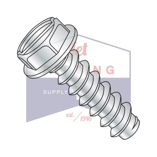 8-18X1 1/4 Slotted Indented Hex Washer Self Tapping Screw Type B Fully Threaded Zinc