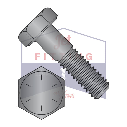 1-1/2-12x10 Partially Threaded Bolt Hex Cap Screw Steel Grade 8 Plain