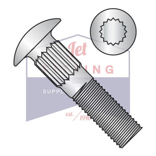 3/8-16X1 Ribbed Neck Carriage Bolt Fully Threaded Stainless Steel 18-8