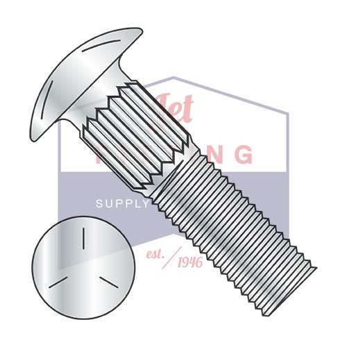 Perno de carruaje con cuello acanalado de 3/8-16 x 7/8, grado 5, totalmente roscado, zincado