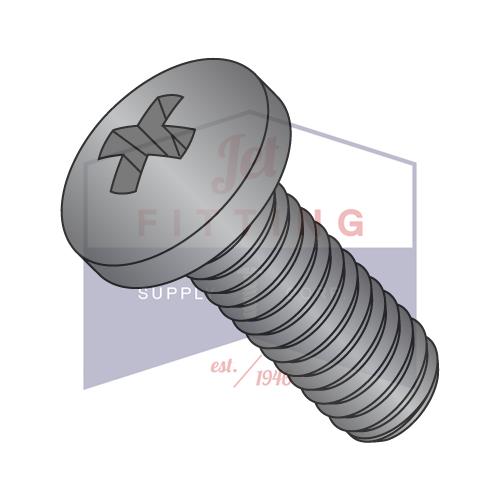 Tornillo de cabeza Phillips de rosca completa con acabado en aceite de óxido negro, métrico, M5-0,8 x 35, DIN 7985A