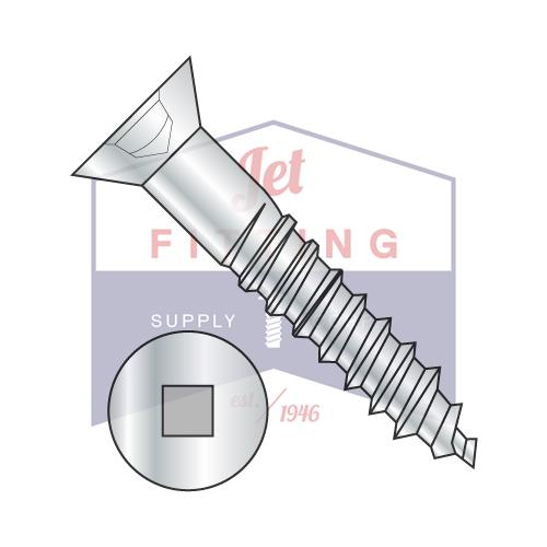 Tornillo para madera de cuerpo entero con cabeza plana y accionamiento cuadrado de 8-15 x 3/4, rosca de 2/3, zincado