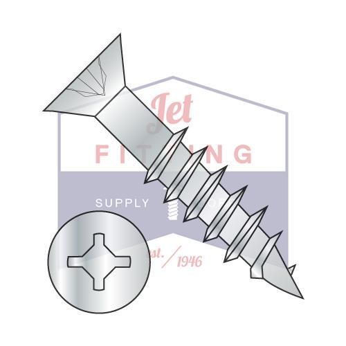 Tornillo para madera de 8 x 2 1/2 pulgadas con cabeza plana y sin puntas, con rosca profunda y ranura en cruz, de zinc y zinc