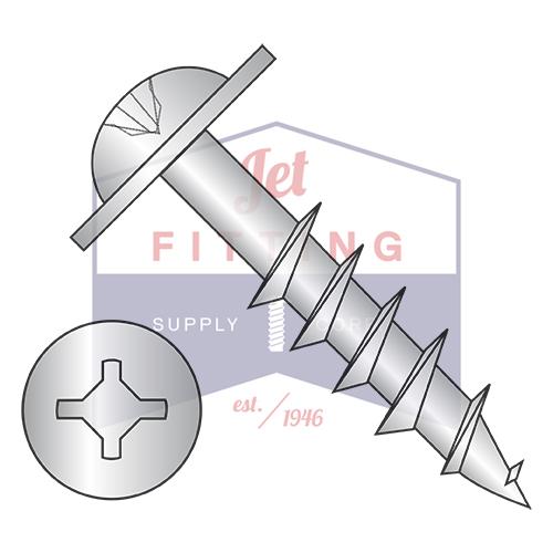 Tornillo para madera de rosca profunda con arandela redonda y accionamiento Phillips cuadrado de 8-11 x 1 1/2, rosca de 2/3, galvanizado