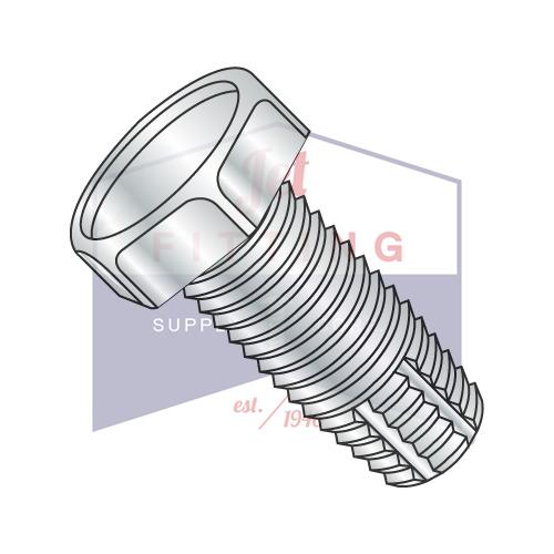 Tornillo de corte de rosca hexagonal con sangría y sin ranura de 3/8-16 x 1 1/4, tipo F, totalmente roscado, de zinc
