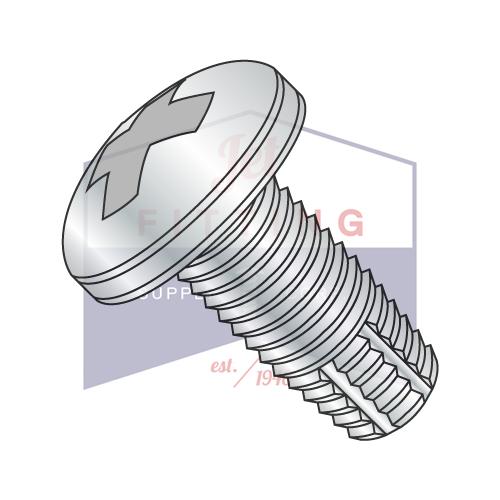 10-32X1/2 Phillips Pan Thread Cutting Screw Type F Fully Threaded Zinc And Bake