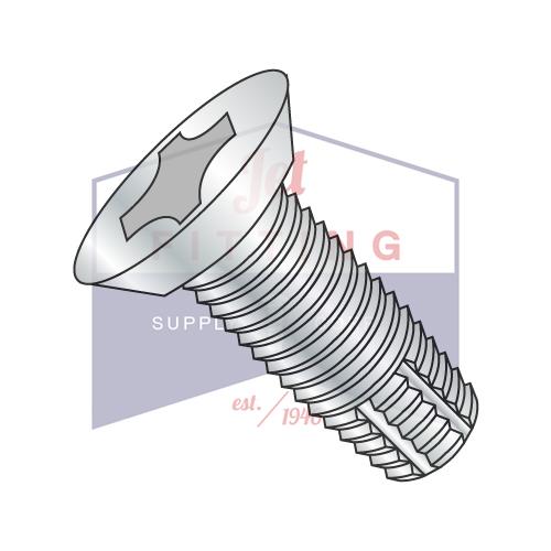 Tornillo de corte de rosca plana Phillips de 1/4-20 x 3/8, con socavón, tipo F, totalmente roscado, de zinc
