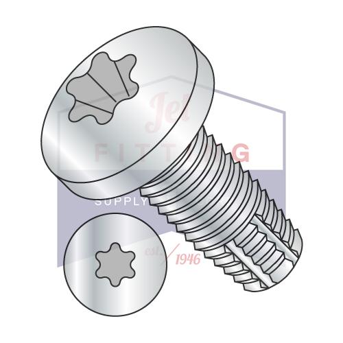 8-32X1 Six Lobe Pan Thread Cutting Screw Type F Fully Threaded Zinc And Bake