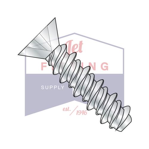 4-24X3/8 Phillips Flat High Low Screw Fully Threaded Zinc And Bake