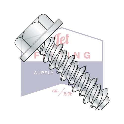 8-18X3/8 #6HD Unslotted Indented Hex Washer High Low Screw Fully Threaded Zinc