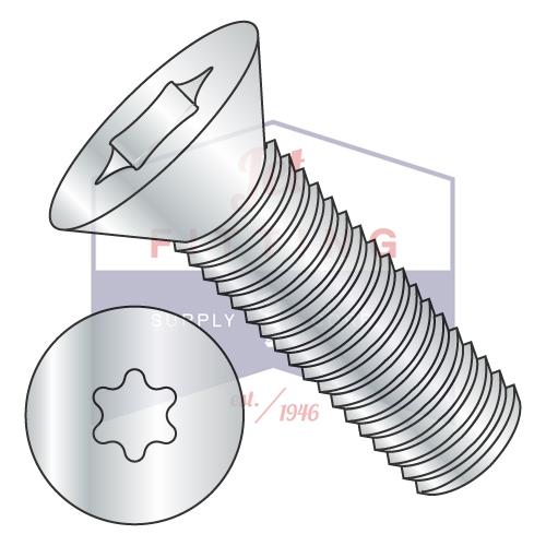 Tornillo de máquina plano Torx métrico (6 lóbulos) M6-1.0X12 ISO14581, rosca completa, clase 8.8, zinc tratado térmicamente, ROHS