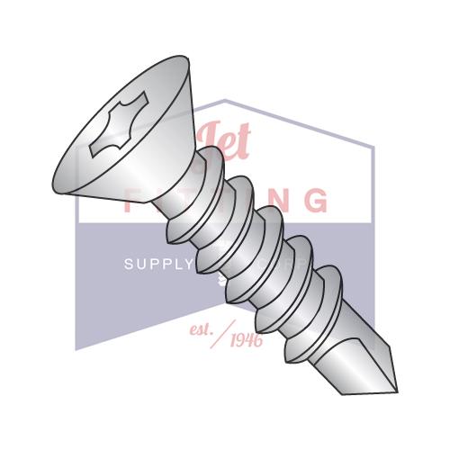 Tornillo autorroscante plano Phillips de 1/4-14 x 5, rosca completa, acero inoxidable 18-8