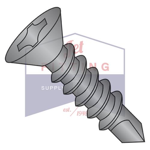 8-18X3 Phillips Flat Self Drilling Screw Full Thread Black Zinc and Bake
