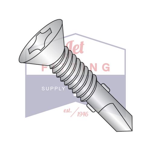 12-24X2 1/2 Phillips Flat Self Drill Screw #4 Point w/Wings Full Thread 410 Stainless Steel