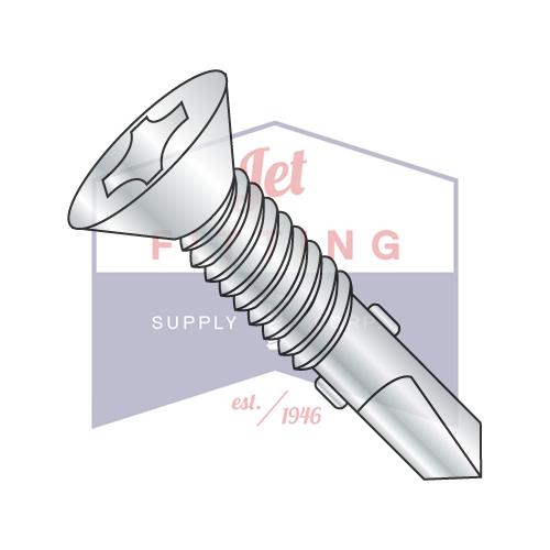 Tornillo autoperforante Phillips de punta plana de 1/4-20 x 2 3/4, punta n.° 4, con aletas, rosca completa, galvanizado y horneado