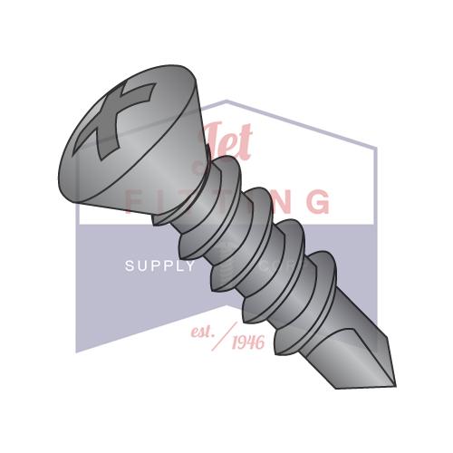 10-16X1 Phillips Oval Full Thread Self Drilling Screw Black Oxide and Oil