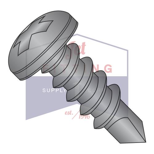 Tornillo autorroscante de cabeza Phillips de 8-18 x 1/2 pulgadas, rosca completa, de acero inoxidable 18-8, con óxido negro