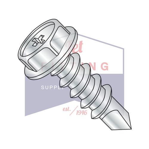 10-16X2 Phillips Hex Washer Full Thread Self Drilling Screw Zinc