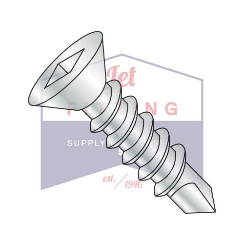 12-14X2 Square Drive Flat Head Fully Threaded Self Drilling Screw Zinc And Bake