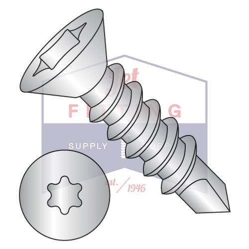 Tornillo autoperforante plano de 6 lóbulos de 1/4-14 x 1 1/2 con rosca completa de acero inoxidable 18 8