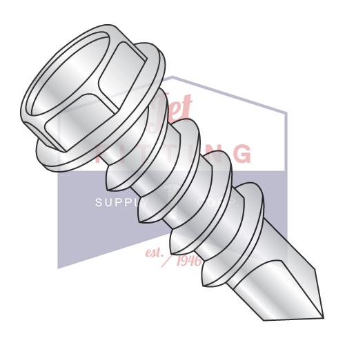 Tornillo autorroscante con arandela hexagonal n.° 12 sin ranura de 1/4-14 x 7/8, rosca completa, galvanizado
