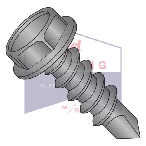 10-16X3/4 Unslotted Indent Hex Washer Full Thrd Self Drill 410 Stainless Steel Black Oxide
