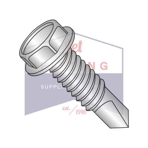 12-24X2 Unslotted Hexwasher Self Drilling Screw Full Thread 410 Stainless Steel