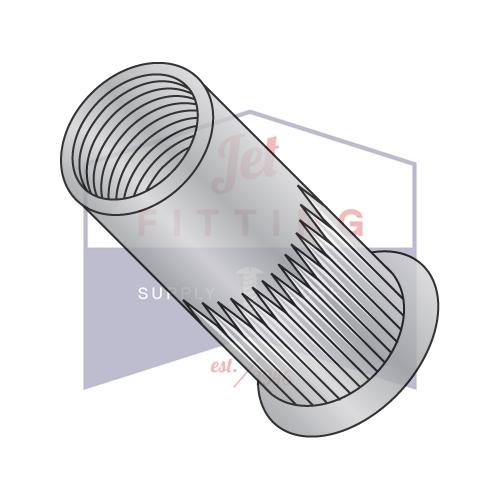 1/4-20-.165 Small Head Ribbed Threaded Insert Rivet Nut Aluminum Cleaned and Polished