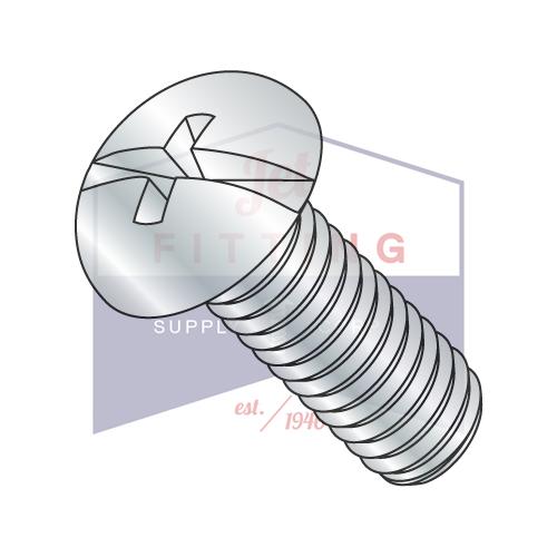6-32X2  Combination (Phil/Slot) Round Head Fully Threaded Machine Screw Zinc