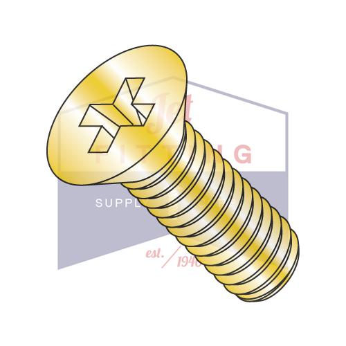 8-32X3/4 Phillips Flat Machine Screw Fully Threaded Zinc Yellow