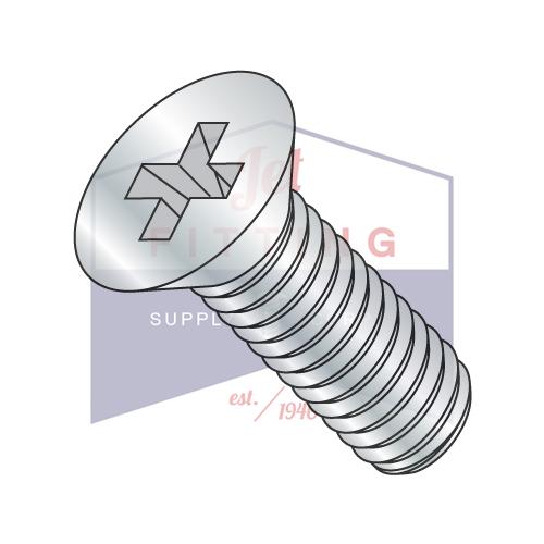 Tornillo para máquina Phillips plano de 6-32 x 1/4 con rosca completa de zinc