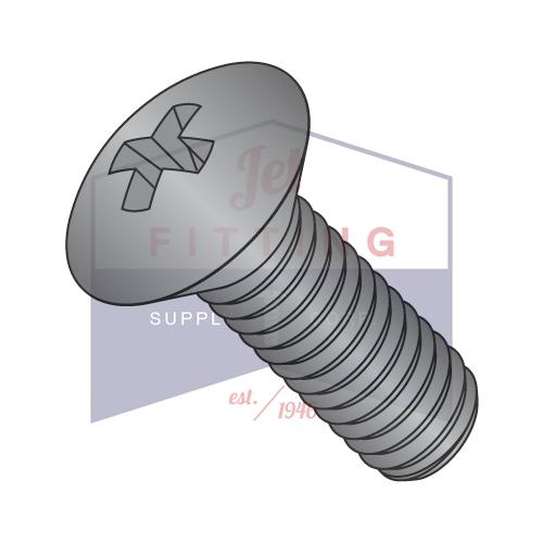 Tornillo para máquina de cabeza ovalada Phillips de 10-32 x 1 1/2 con rosca completa y óxido negro