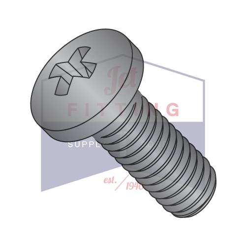 10-32X1 Phillips Pan Machine Screw Fully Threaded Black Zinc