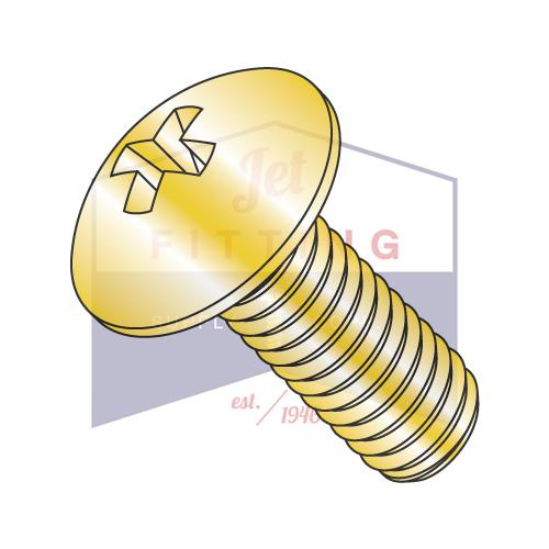 Tornillo para máquina Phillips de 1/4-20 x 1 1/4 con rosca completa, de zinc amarillo